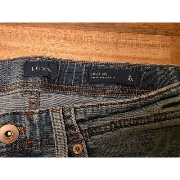 J. Jill High-Rise Straight-Leg Crop Jeans Women’s Size 16R Raw Hem Tencel Blend - Picture 4 of 6